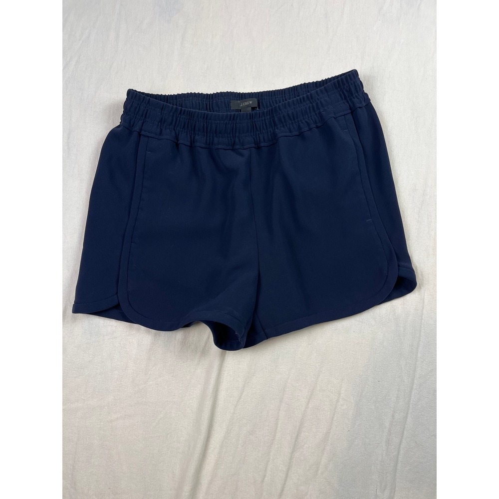 J.Crew Navy Crepe Blue Pull On Dolphin Hem Shorts Elastic Waist Women Medium